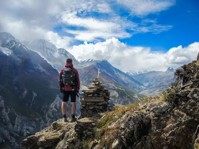 Man outdoors on mountain top